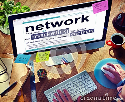 Networking marketing Online Contacts Link Concept Stock Photo