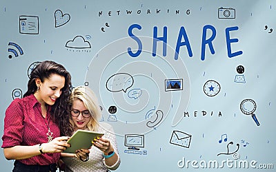 Networking Media Sharing Icons Graphic Concept Stock Photo