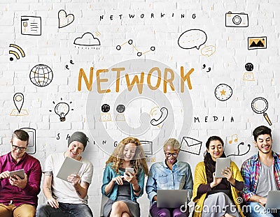 Networking Media Sharing Icons Graphic Concept Stock Photo