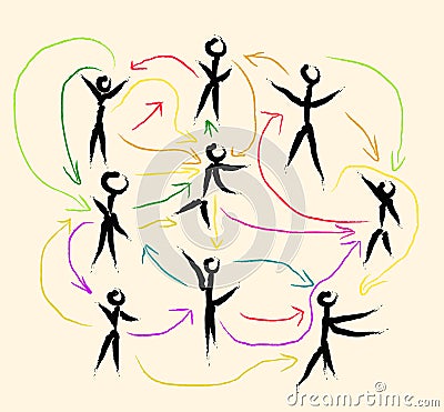 Networking and social media skribble Vector Illustration