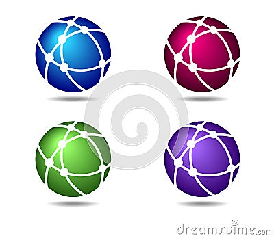 Networks Globe Connections Logo Symbols Icons Vector Illustration