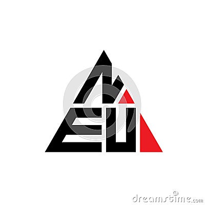 NEU triangle letter logo design with triangle shape. NEU triangle logo design monogram. NEU triangle vector logo template with red Vector Illustration