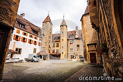 The Neuchatel castle, dated back to 12th century, is a Swiss heritage site of national significance Stock Photo