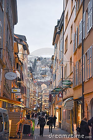 Neuchatel town in Winter, Switzerland, Europe Editorial Stock Photo