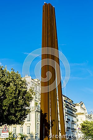 Neuf lignes obliques monument in Nice, France Editorial Stock Photo