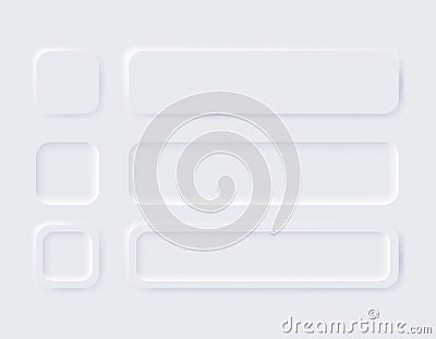 Neumorphic buttons. Simple trendy design elements UI components isolated on light background. Control element for Vector Illustration