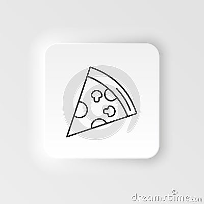 Neumorphic style food and drink vector icon. Pizza slice thin line icon Vector Illustration