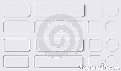 Neumorphism button design set. Neumorphic UI Design Elements. Vector illustration Vector Illustration