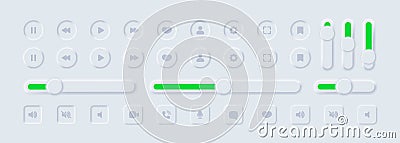Neumorphism icons. User interface elements for mobile app. UI icons set. Vector. Neumorphic UI UX white user interface web buttons Vector Illustration