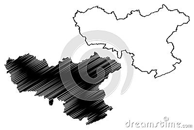 Neunkirchen district Federal Republic of Germany, State of Saarland, Rural district map vector illustration, scribble sketch Vector Illustration