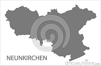 Neunkirchen grey county map of Saarland Germany DE Vector Illustration
