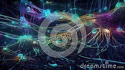 Neural Circuitry Dreamscape, Made with Generative AI Stock Photo