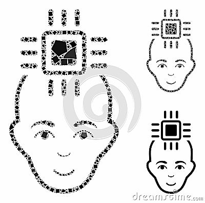 Neural computer interface Composition Icon of Abrupt Items Stock Photo