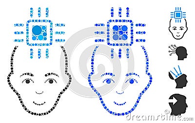 Neural Computer Interface Mosaic Icon of Circle Dots Stock Photo