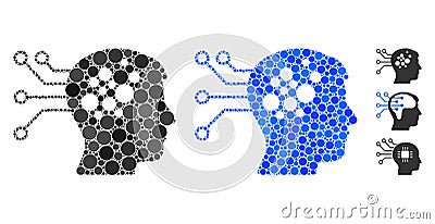 Neural Computer Links Mosaic Icon of Round Dots Vector Illustration