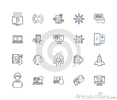 Neural nerks line icons collection. Artificial, Intelligence, Brain, Computation, Nerks, Learning, Synapse vector and Vector Illustration