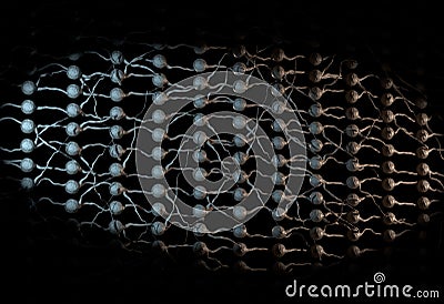 Neural net. Neuron network. Deep learning. 3d illustration Stock Photo