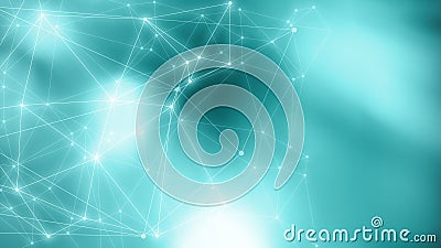 Neural network algorithm graphic backgrounds, random dots background with lines connections, circle elements, digital technology Stock Photo