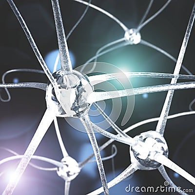 Neural network of the brain, neuron close-up Stock Photo