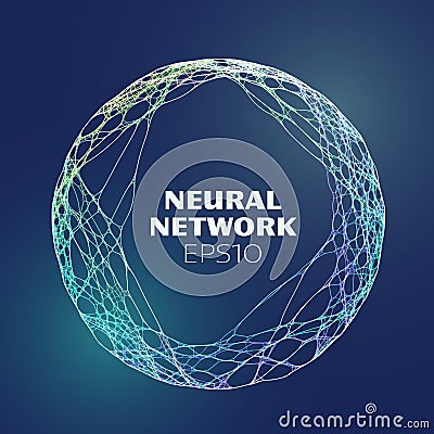 Neural network circle connect background. Neuron network digital tech. Vector Illustration