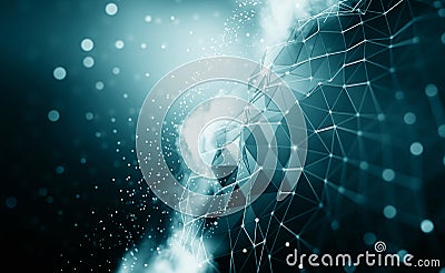 Neural network and cloud technologies. Global database and artificial intelligence Cartoon Illustration