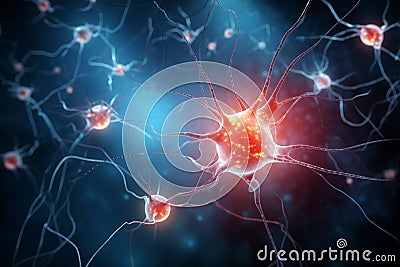 Neural network concept, artificial intelligence synapse connection. Generative AI Stock Photo