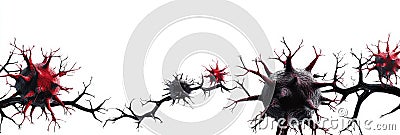 Neural Network Connections Microscopic view of interconnected neurons showing intricate network pathways and communication Stock Photo