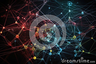 neural network, with connections between neurons represented by mathematical functions Stock Photo