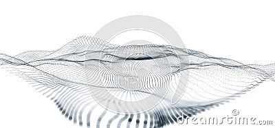 Neural network and cores of information. Futuristic digital wave, futuristic data stream background Cartoon Illustration