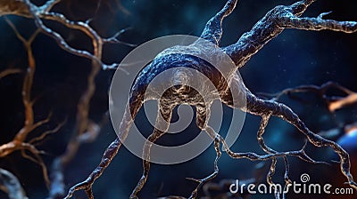 Neural Network A Detailed Abstract Rendering of a Neuron and Its Dendritic Connections Stock Photo