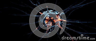 Neural network forming glowing web, AI processing information, big data analysis, machine learning, digital art Stock Photo
