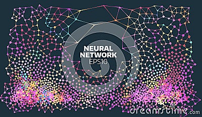 Neural network illustration. Abstract machine learning process. Geometric data cover. artificial intelligence Vector Illustration