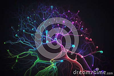 neural networks in neon Stock Photo