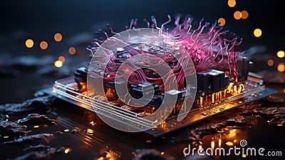 Neural Nexus: Illuminating the AI-Mind Connection Stock Photo