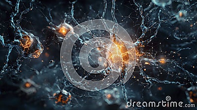 Neural pathways interconnected science lab digital visuals abstract environment close-up view neural symbolism Stock Photo