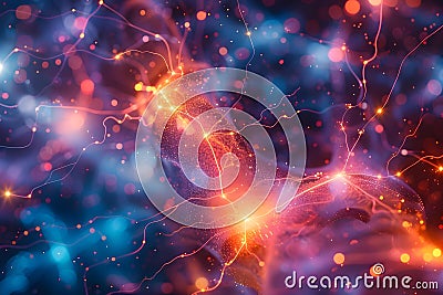 Concept Abstract Art, Brainwave Patterns, Neural Symphony Colorful Brainwave Visualization Stock Photo