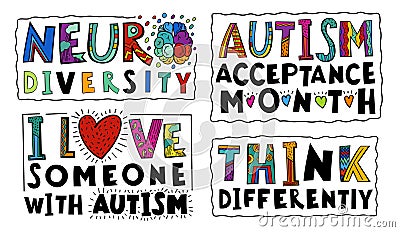 Neuro diversity, autism acceptance. Human minds and experiences diversity. Vector Illustration