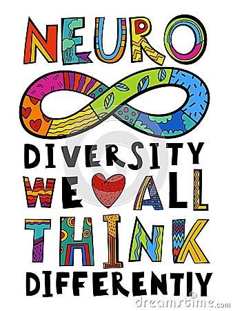 Neuro diversity, autism acceptance. Human minds and experiences diversity. Vector Illustration