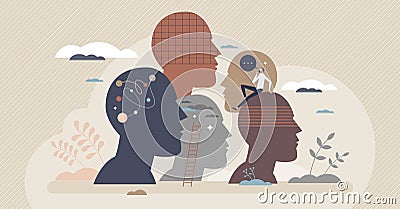 Neurodiversity as human mind variation and differences tiny person concept Vector Illustration