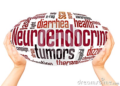 Neuroendocrine tumors word hand sphere cloud concept Stock Photo