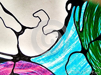 Neurographic Lines. Multicolor Hand Drawn Stock Photo