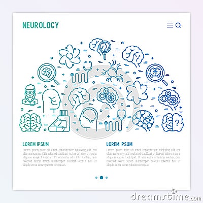 Neurology concept in half circle Vector Illustration