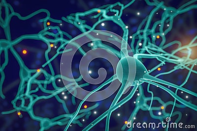 Neuron Cell, Neurons on white background, single neuron cell in human brain Stock Photo