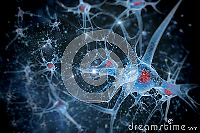 Neuron in colour background Cartoon Illustration