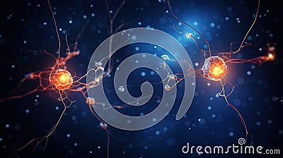 Neuron complex connection. Neural net. Research of nerve network. Human mind cells data analysis. Generative AI Stock Photo
