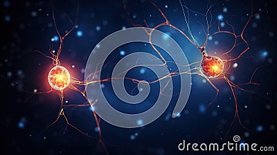 Neuron complex connection. Neural net. Research of nerve network. Human mind cells data analysis. Generative AI Stock Photo