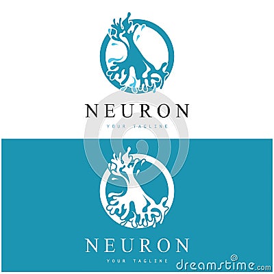 Neuron logo or nerve cell logo design,molecule logo illustration template icon with vector concept Vector Illustration