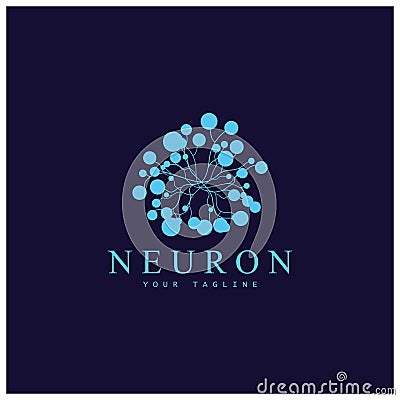 Neuron logo or nerve cell logo design,molecule logo illustration template icon with vector concept Vector Illustration