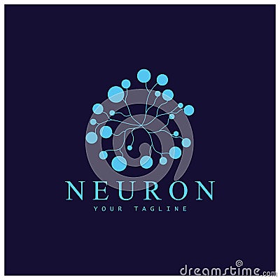 Neuron logo or nerve cell logo design,molecule logo illustration template icon with vector concept Vector Illustration