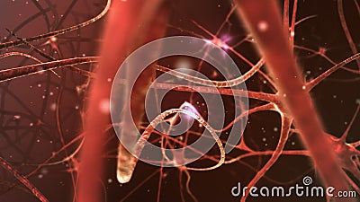 Neuron network. Neurons structure sending electric impulses and communicating each other. 3D animation Neuron network. Neurons structure sending electric impulses and communicating each other. 3D animation